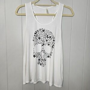Magic Fit Soft‎ Tank Top Razor Back Skull Floral Butterflies